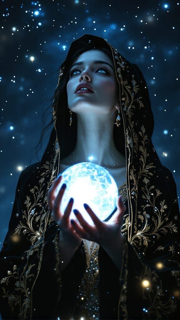 Ethereal Enchantress Under Starry Skies
