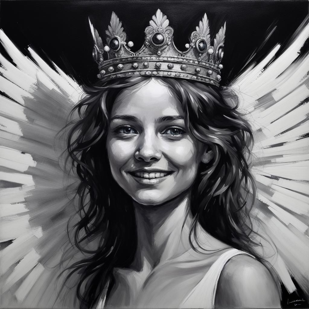 Happy Face with Crown and Wings: Gurney Style