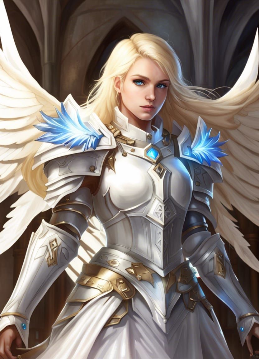 Ethereal Paladin Girl with Wings of Light