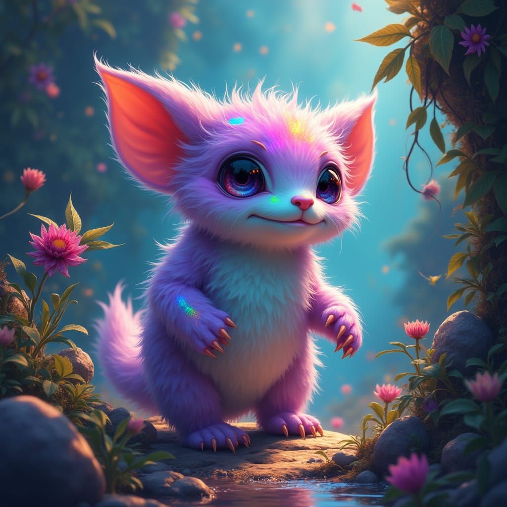 Enchanted Jungle Guardian in Whimsical Painterly Style