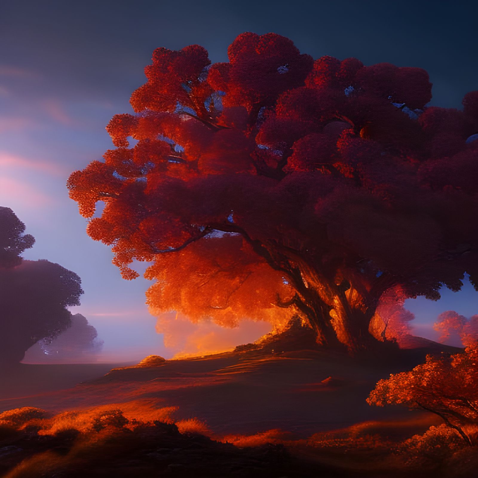 Magical Lava Tree: Detailed Digital Art
