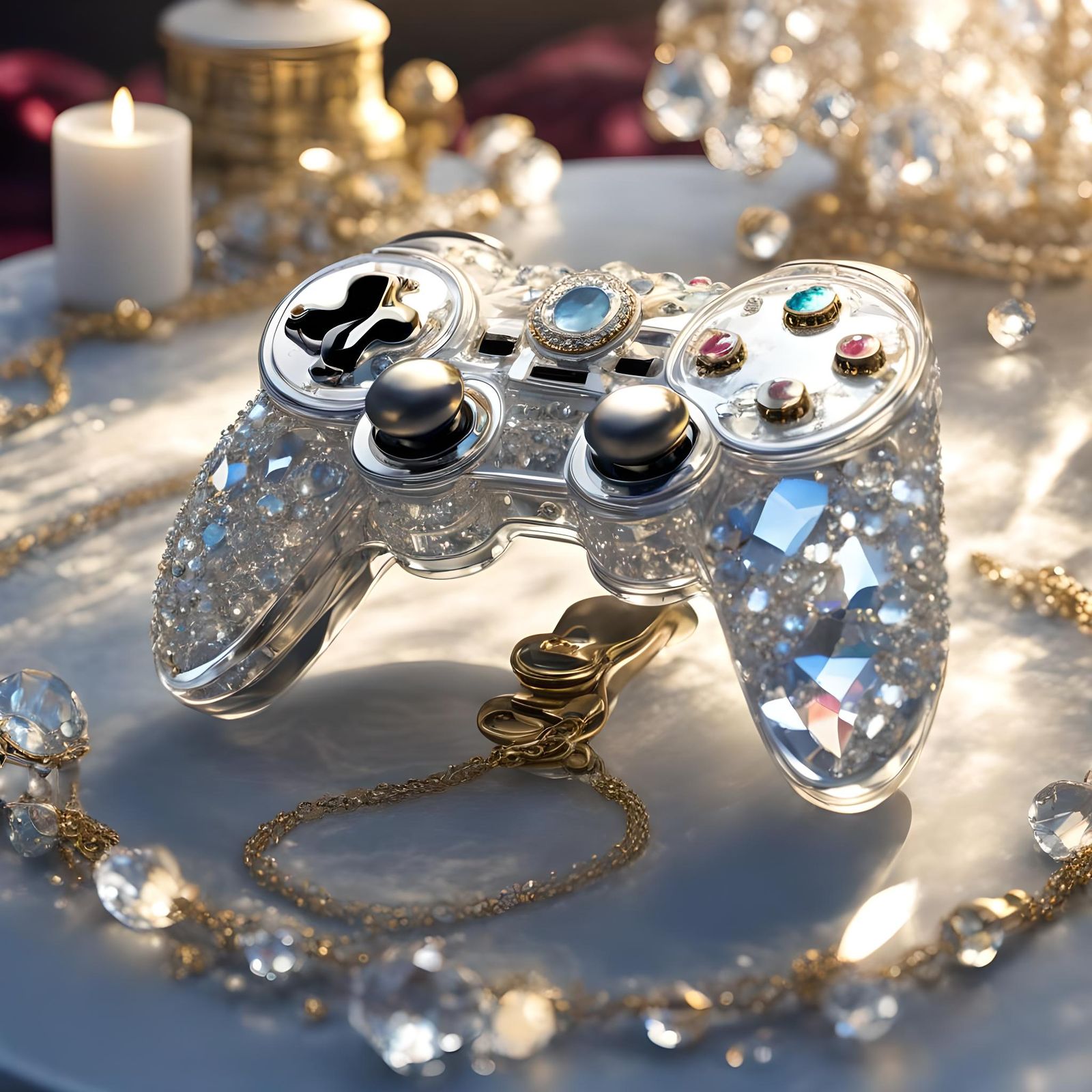 Crystalline Jeweled Gamepad on Music Box