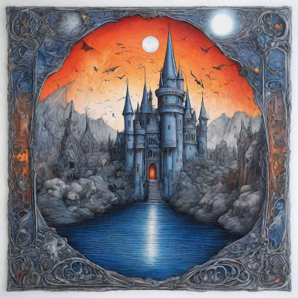 Gothic Medieval Castle in Surrealist Style