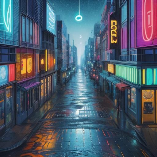 Music Notes in Comic Book Style Cityscape