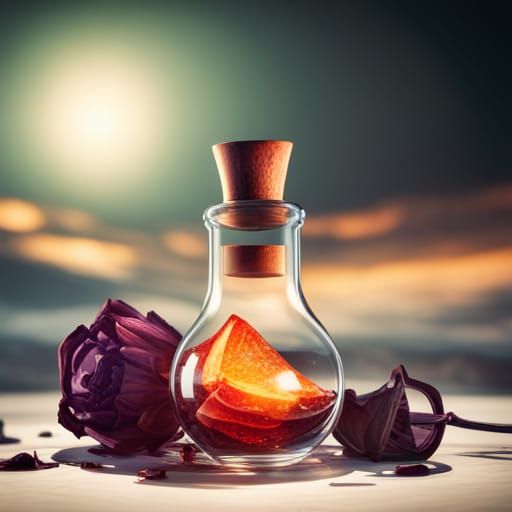 Sinister Magical Potion in Elegant Vial, Hyper-Realistic 8k