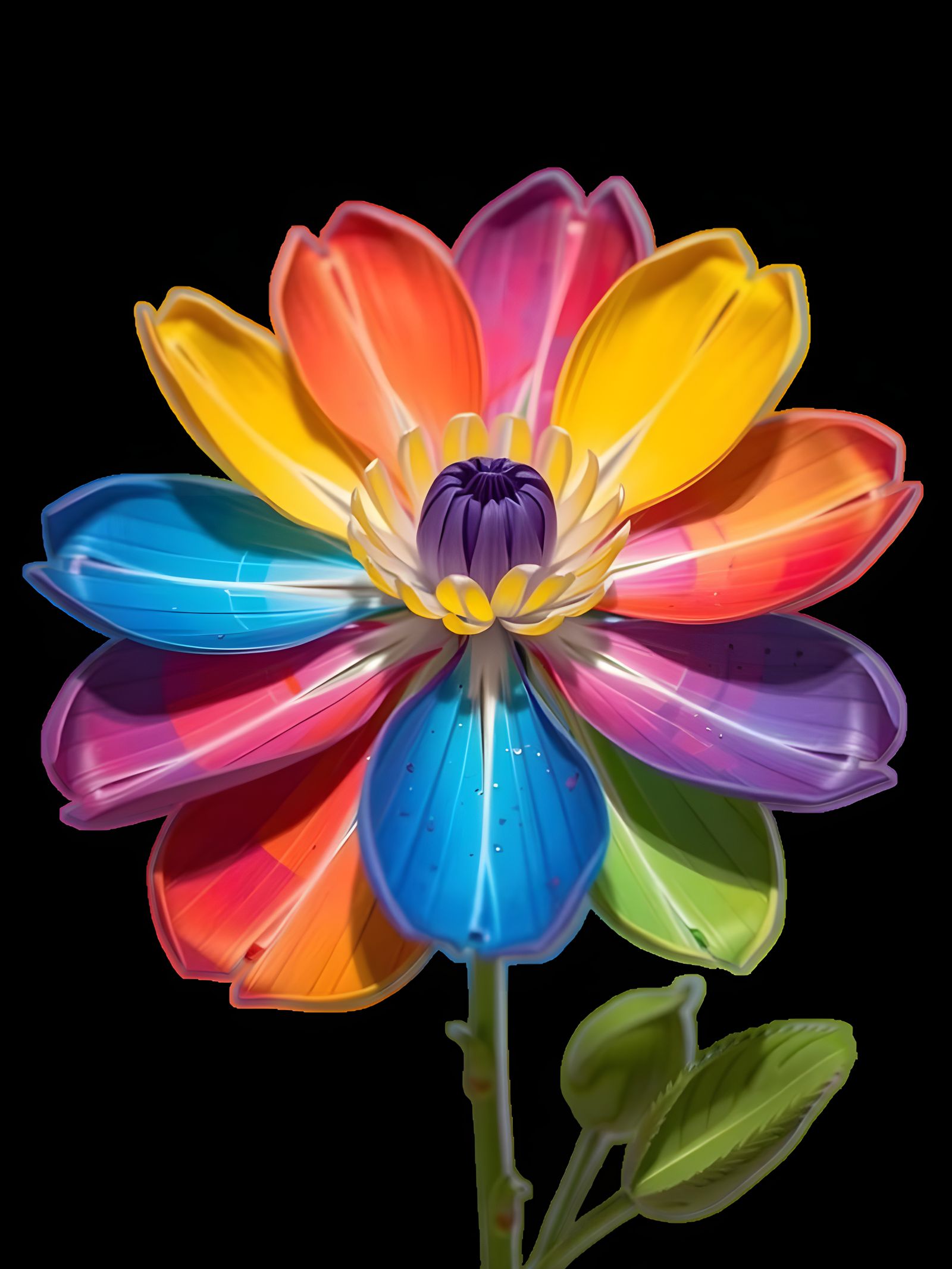 Rainbow Origami Flower Papercraft in 8K