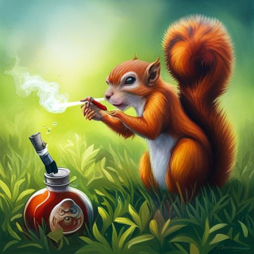 Squirrel Smoking Monkey in Graffiti Street Art