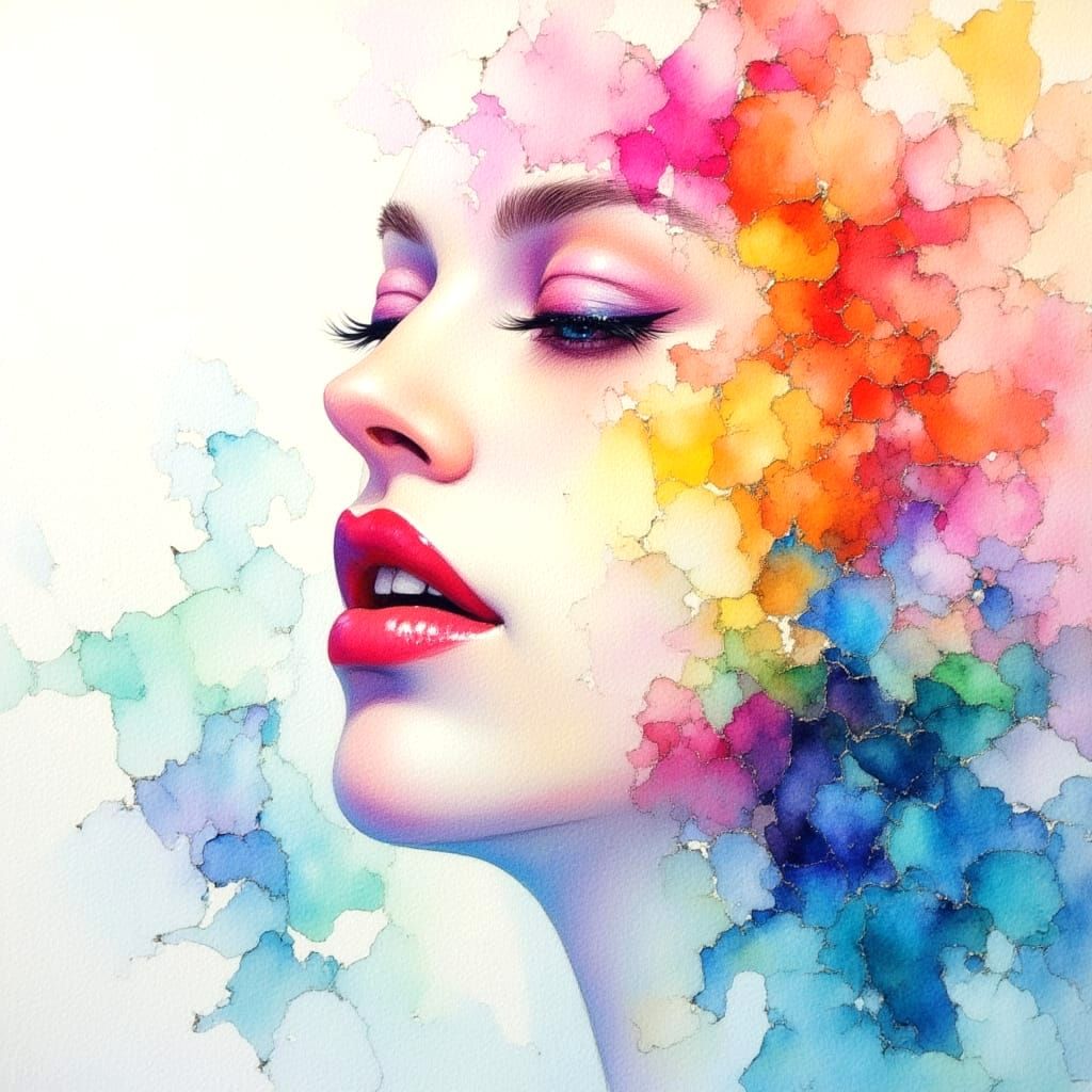 Ethereal Impressionistic Portrait in Watercolor Style