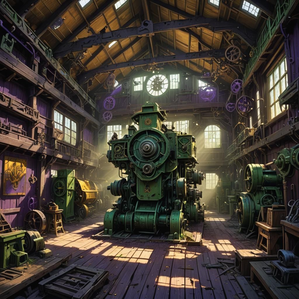 Dark Fantasy Machine Shed in Greg Rutkowski Style
