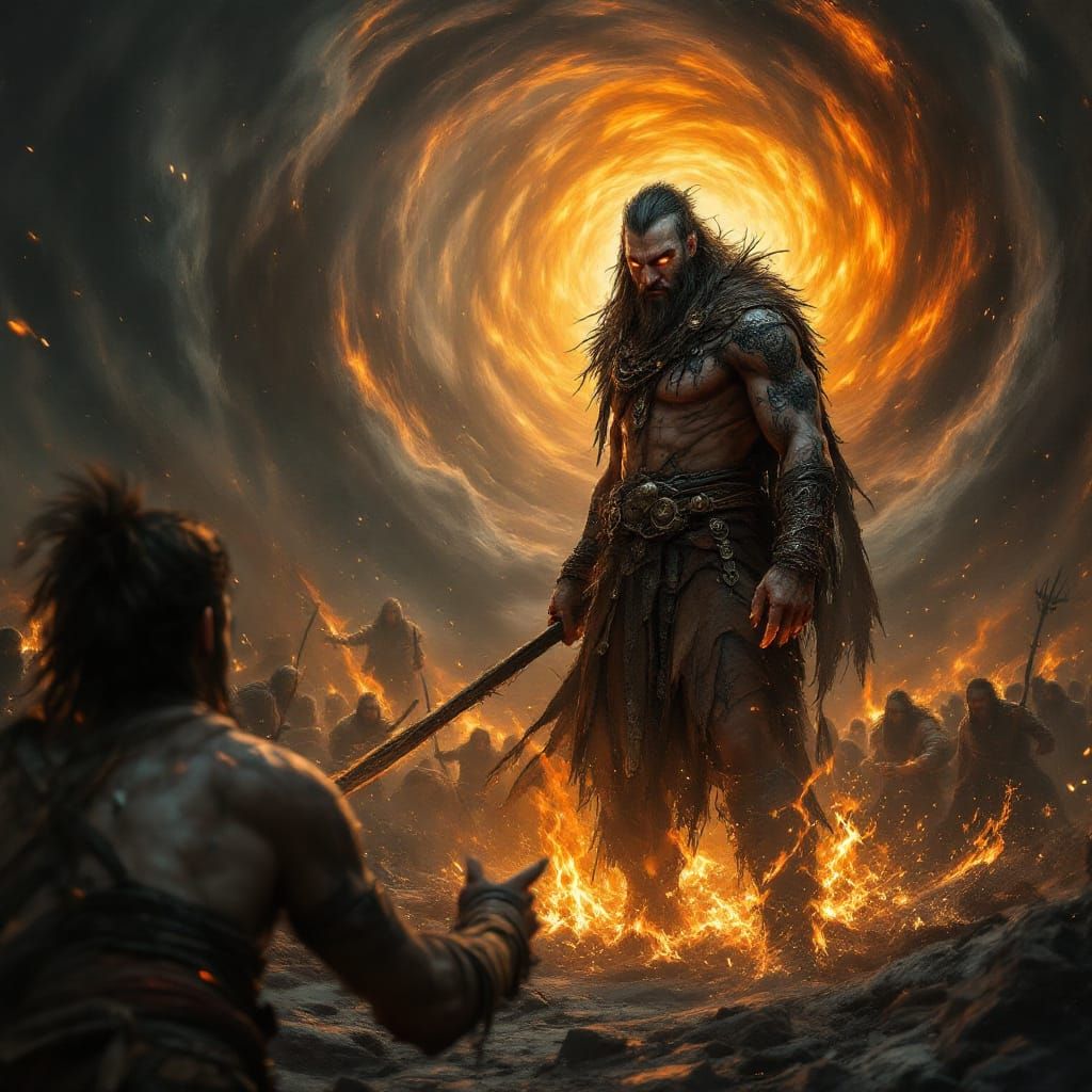 Finnish Shaman Defends Settlement from Norse Raiders