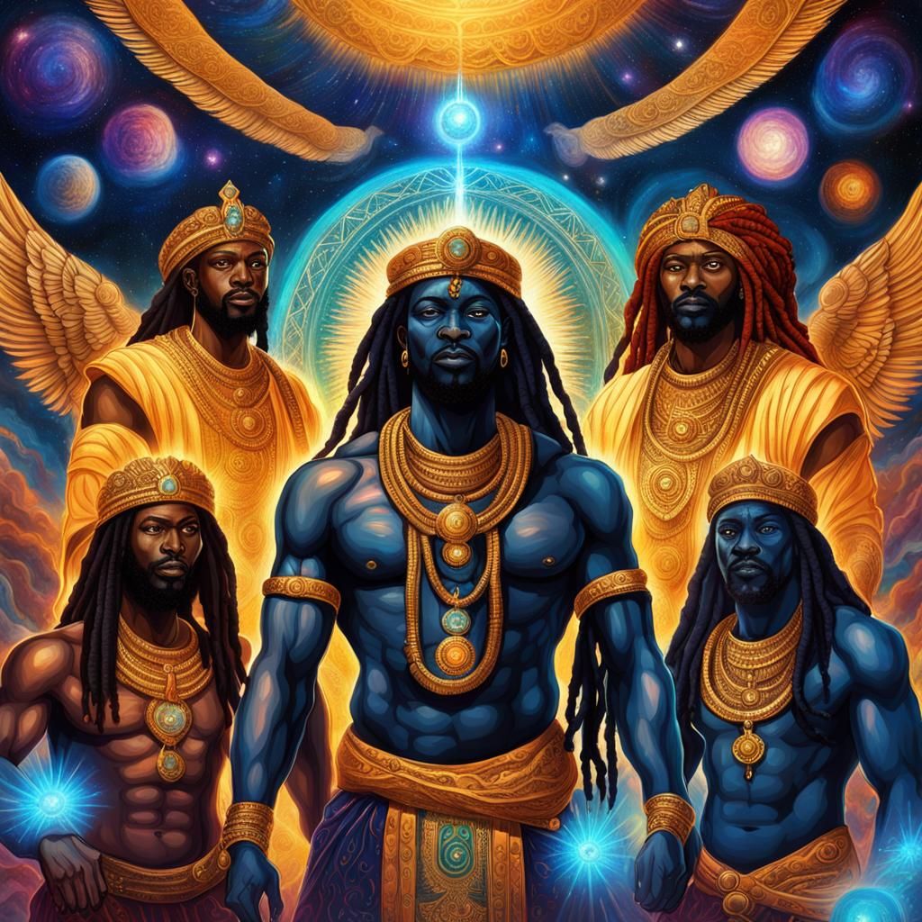 Titan African Ancestors Channeling Wisdom to a King