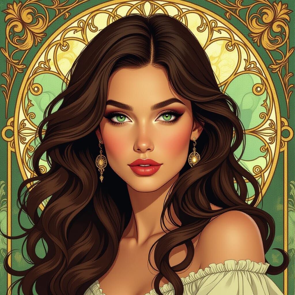 Taurus and Scorpio Woman in Art Nouveau Style