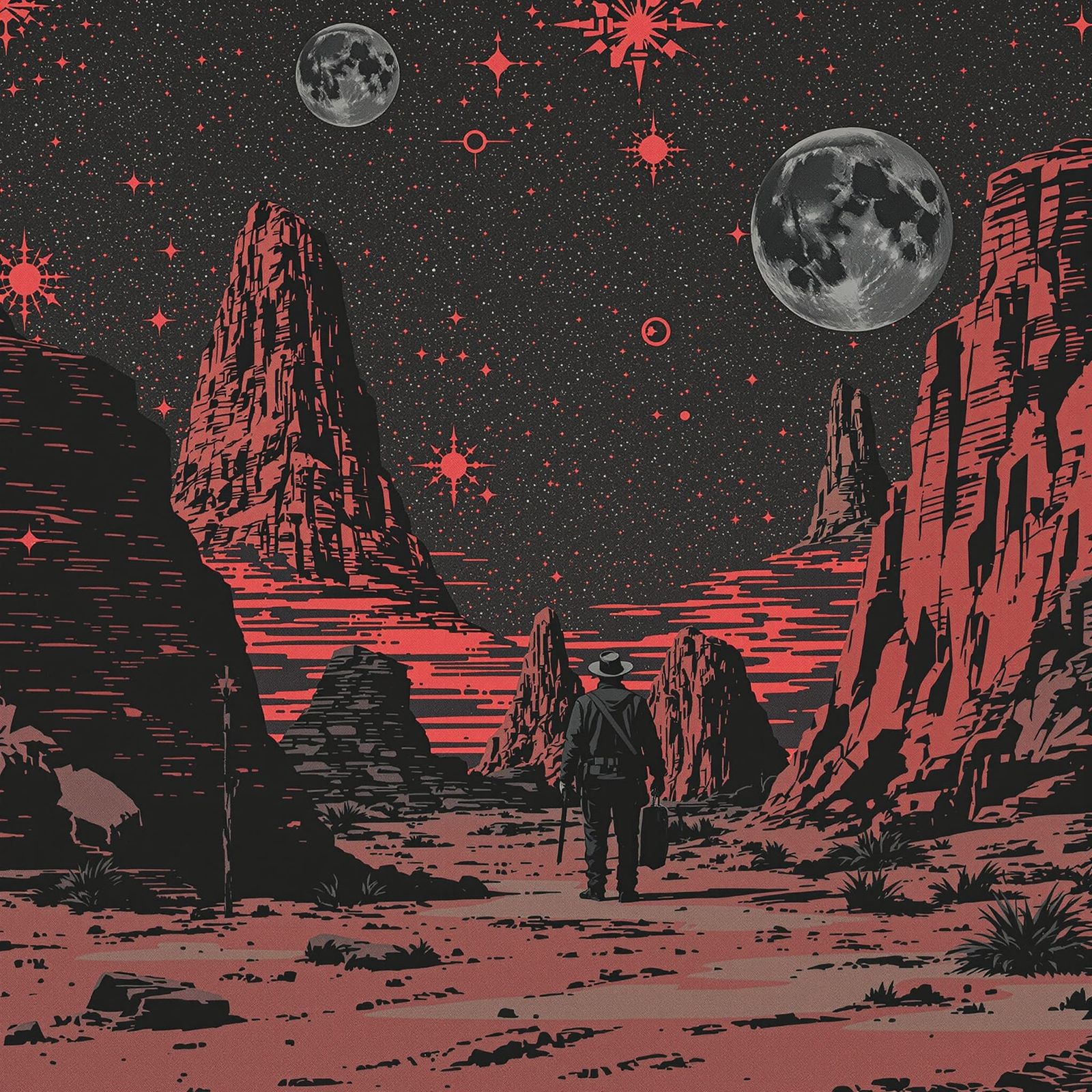 Abstract Glitch Error Constellation in Indigo Core Style