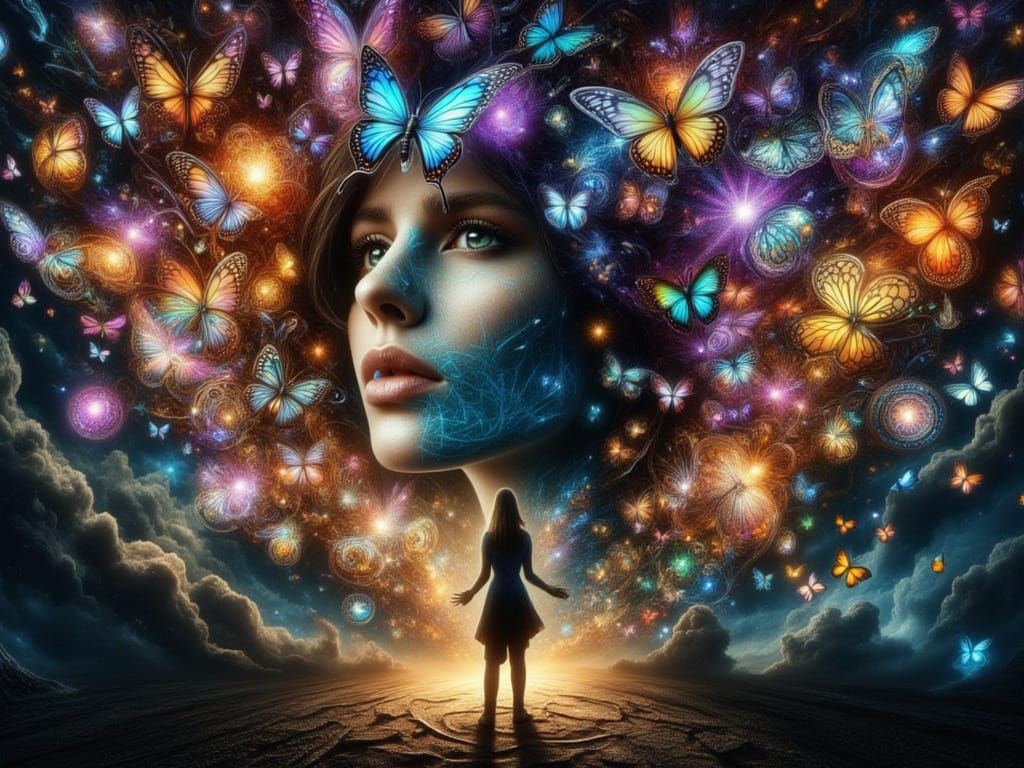 Girl Transforms into Butterflies, Cinematic Atmosphere