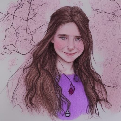 Girl Drawing Under Oak Tree: Hyperrealistic Digital Art