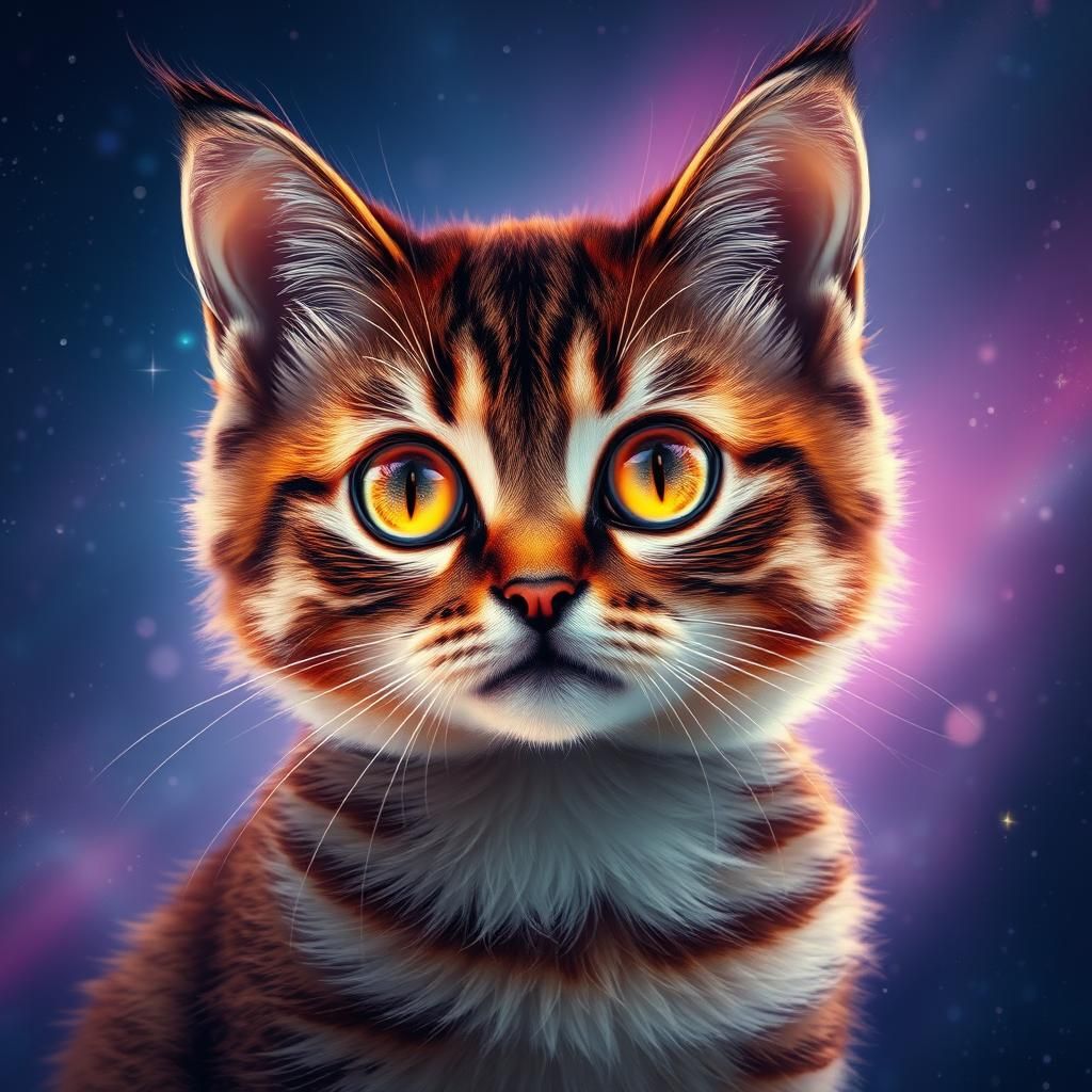 Majestic Cat with Luminous Eyes in Digital Art
