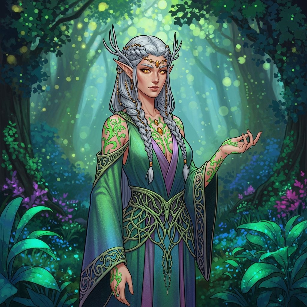 Enchanted Elven Queen in Lush Forest