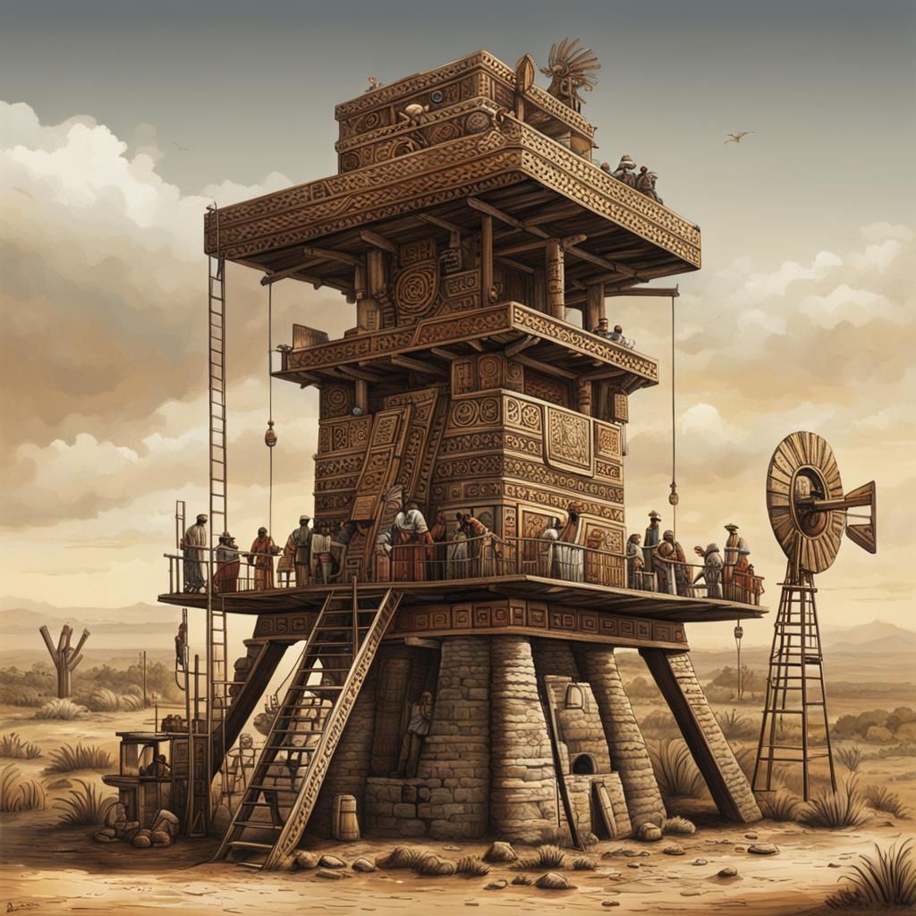 Modern Aztec Oil Well: Highly Detailed Image