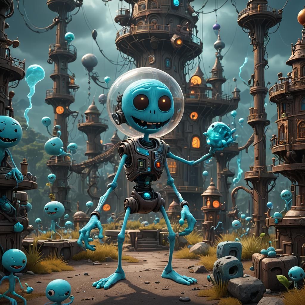 Detailed Mr. Meeseeks Matte Painting in Unreal Engine