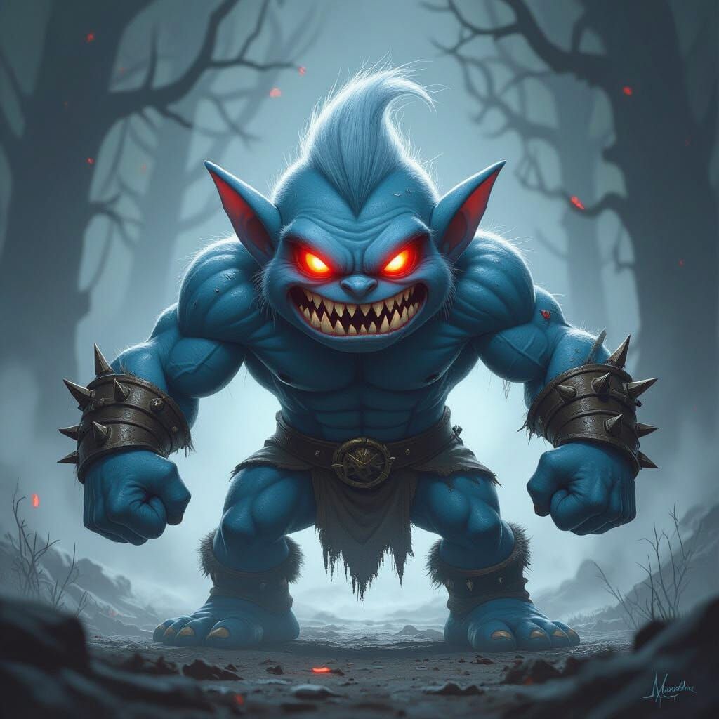 Menacing Muscular Creature in High-Fantasy Style