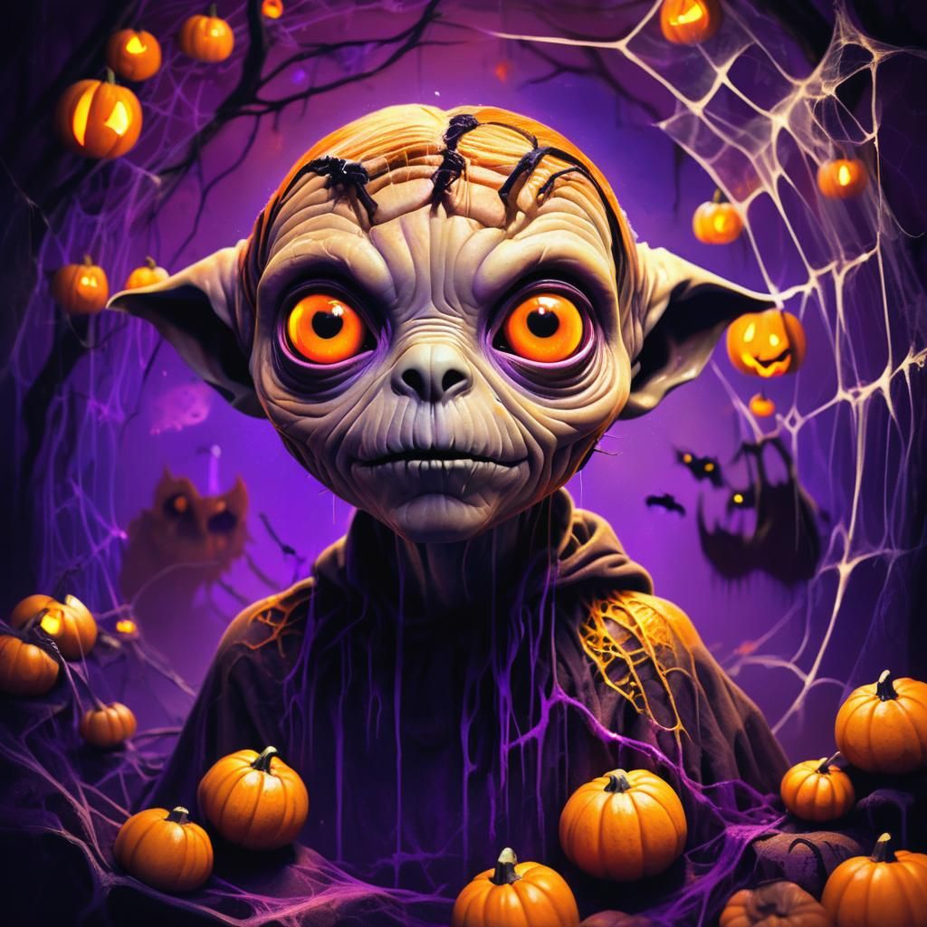 E.T. in Surreal Halloween Dreamscape, Digital Art