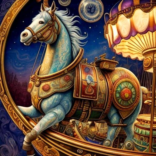 Surreal Mindscape: Fantastical Carousel Within an Old Man's ...