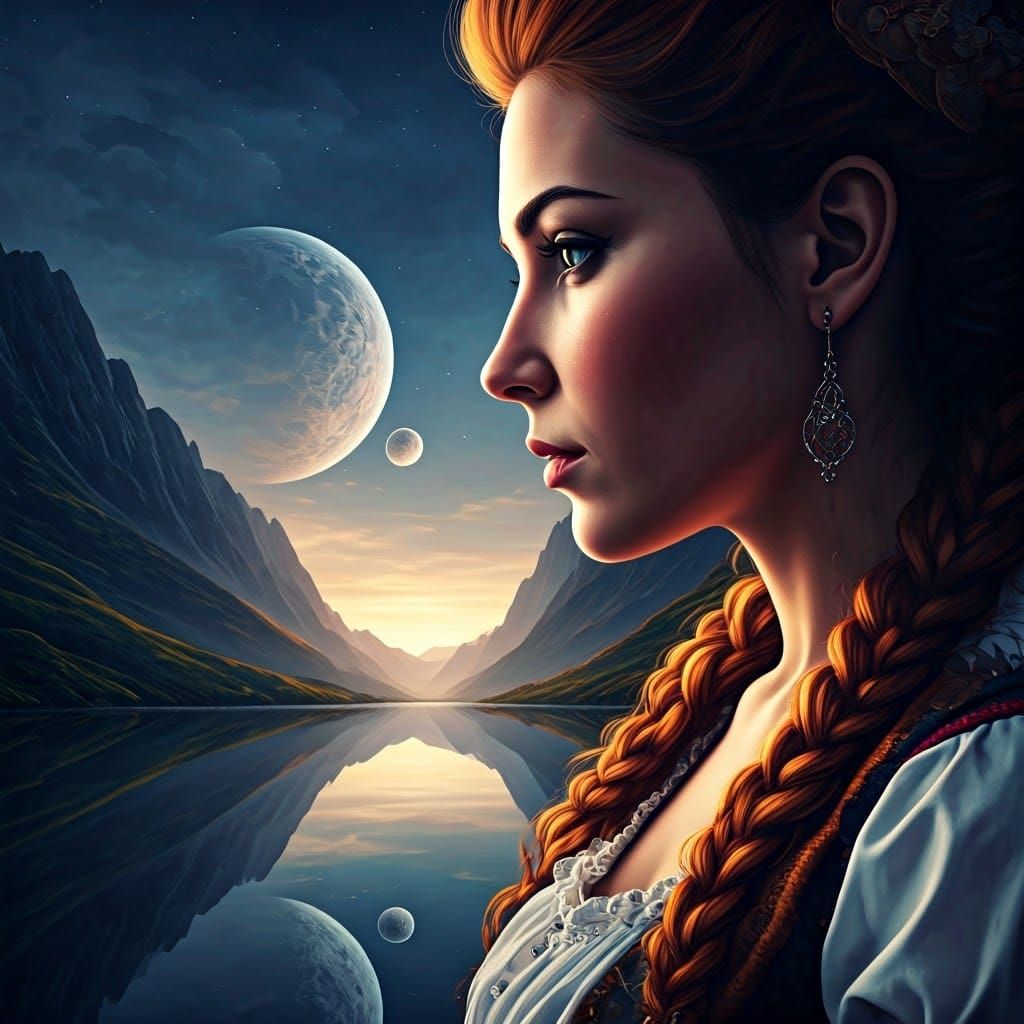 Oktoberfest Beauty in Alien Landscape Double Exposure