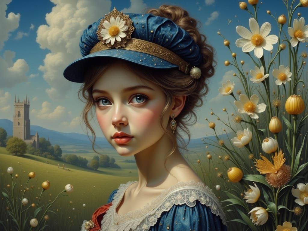 Whimsical Portrait in a Fantastical Landscape