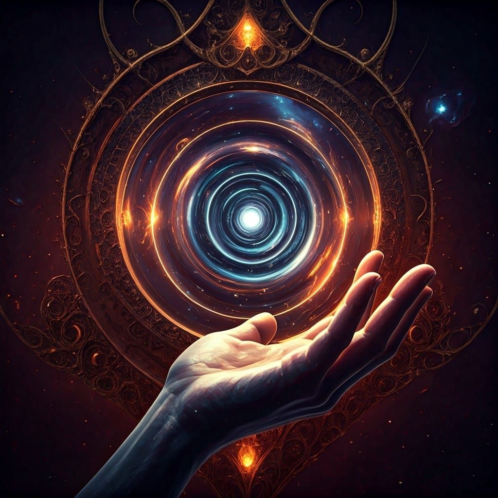 Celestial Vortex in Palm: Fantasy Concept Art