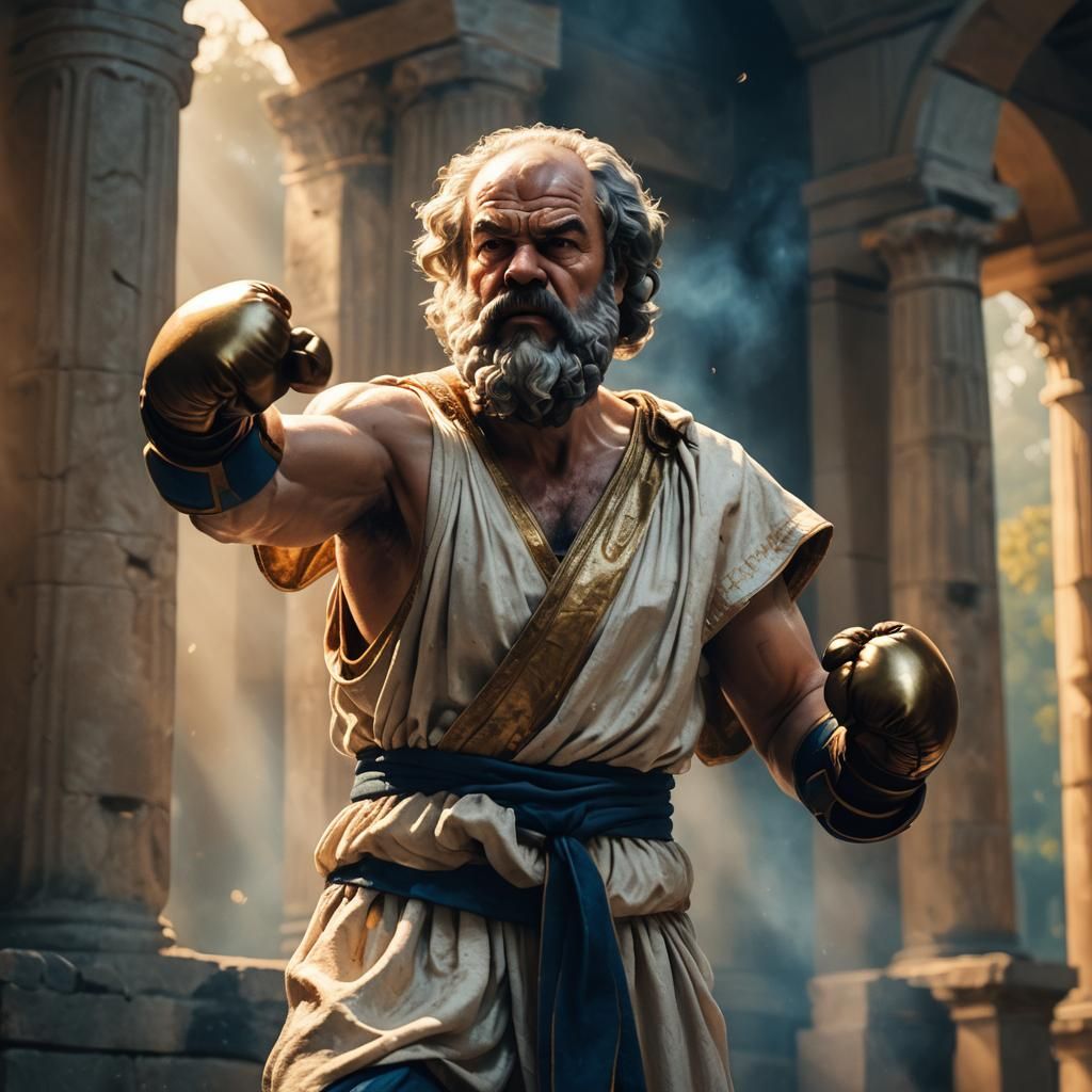 Socrates Dons Boxing Gloves: A Baroque Portrait
