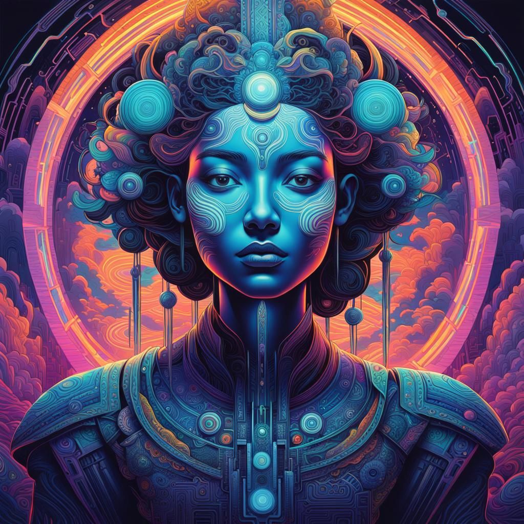 Psychedelic Meditation: Vibrant Colors and Dreamlike Pattern...