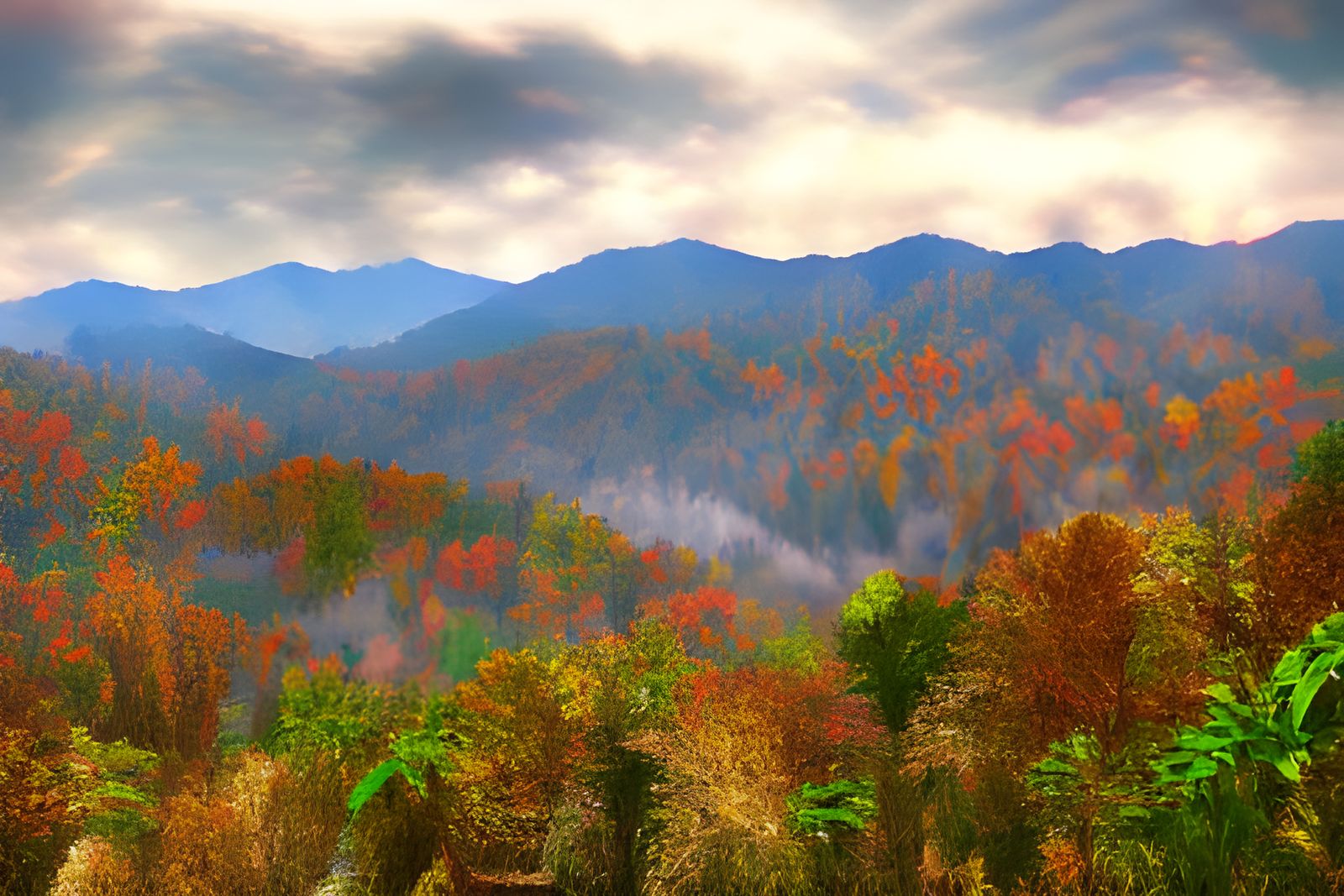 Smoky Mountains Autumn in Naturalistic Style