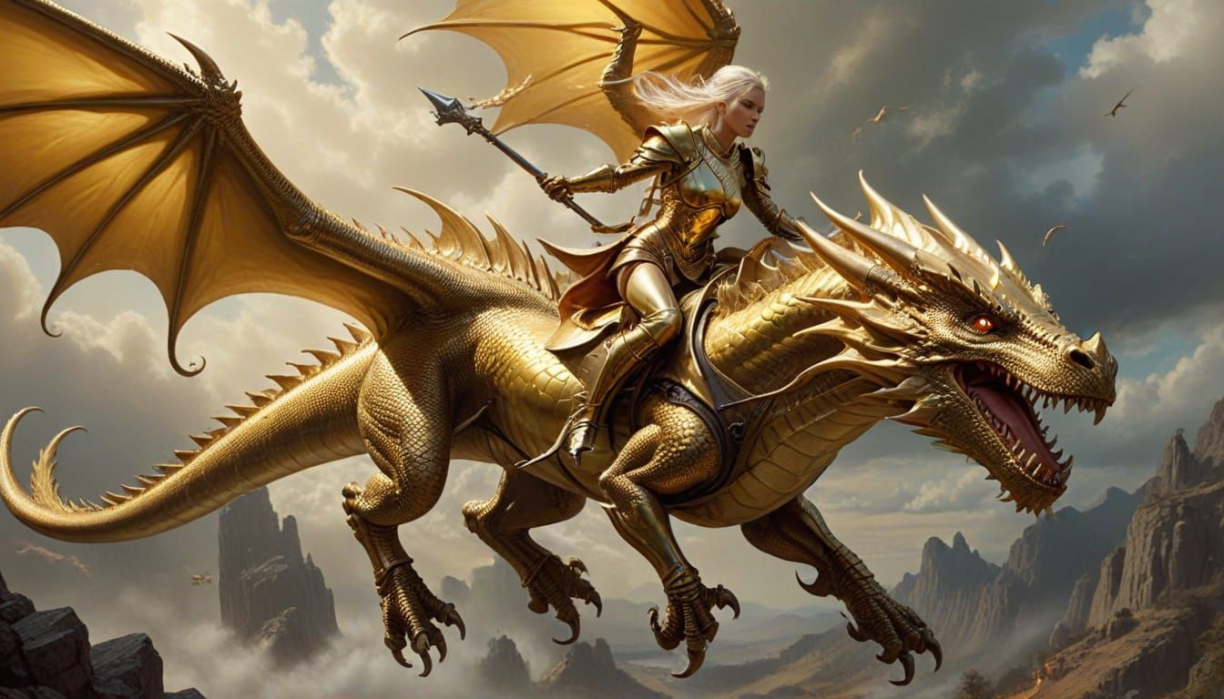 Dragon Rider in Shining Armor Battles On