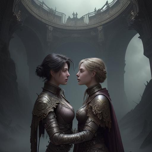 Cinematic Digital Painting of Two Women