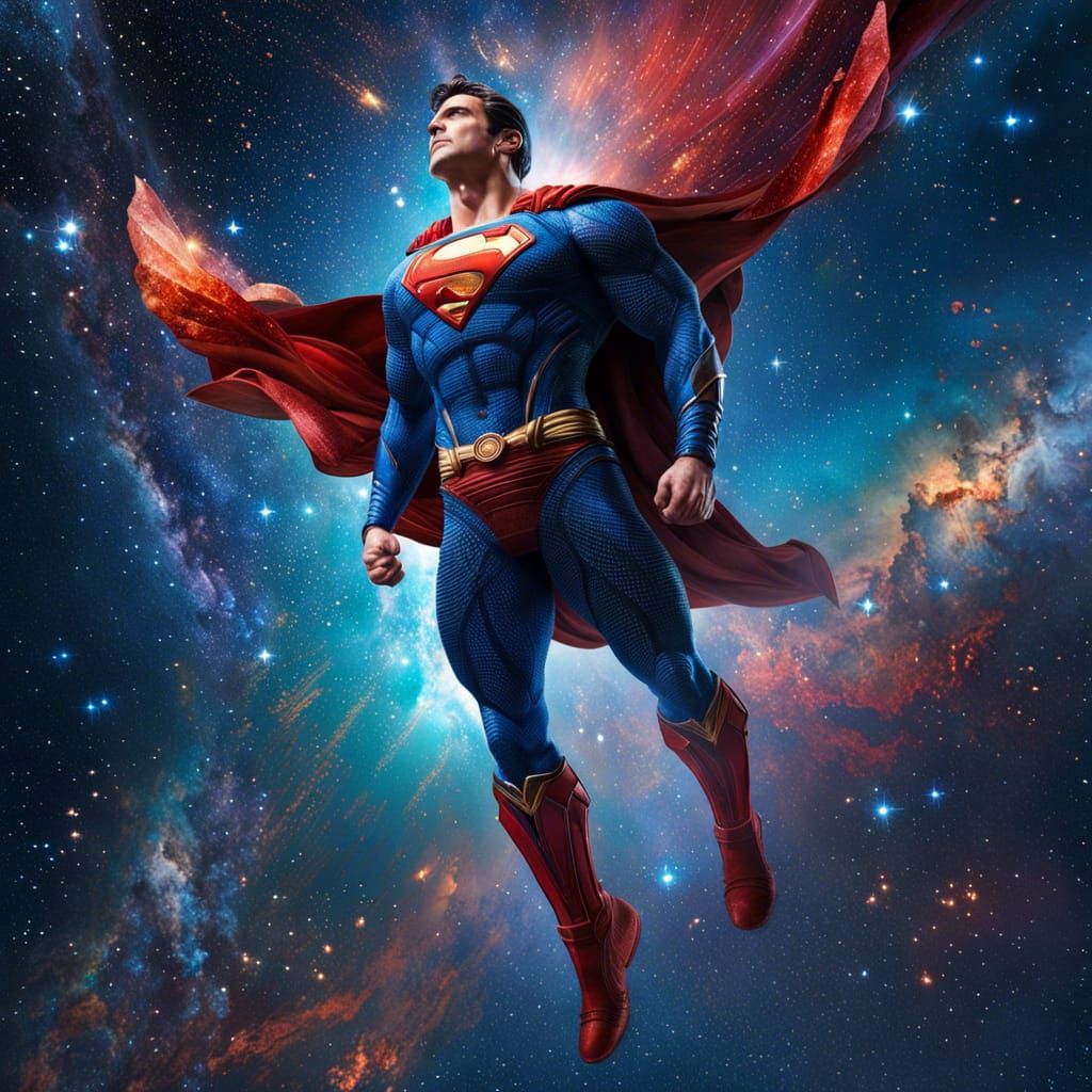 Superman in Deep Space Galaxy View