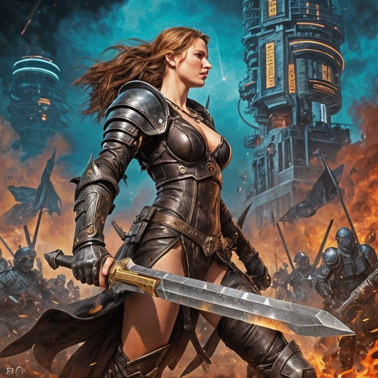 Warrior Woman with Fantasy Melee Weapon