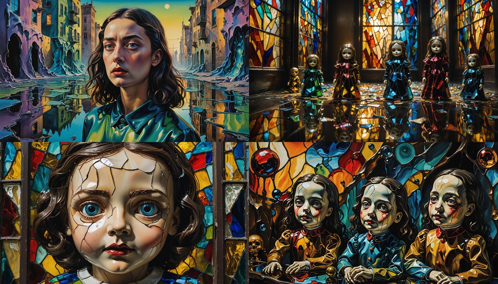 Surreal Stained Glass Nightmare Dolls