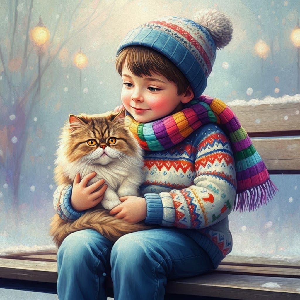 Sebastian with his Persian cat