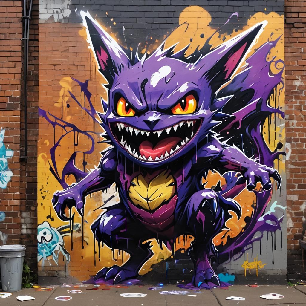 Haunter Pokemon Carnage Graffiti in Marvel Street Art Style