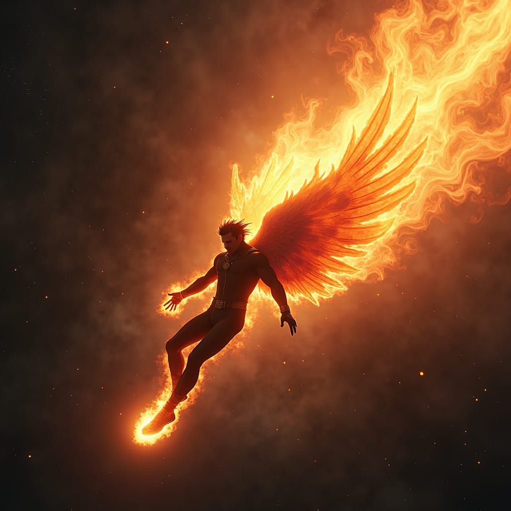 Dark Phoenix Soaring Through Space: Cinematic Masterpiece