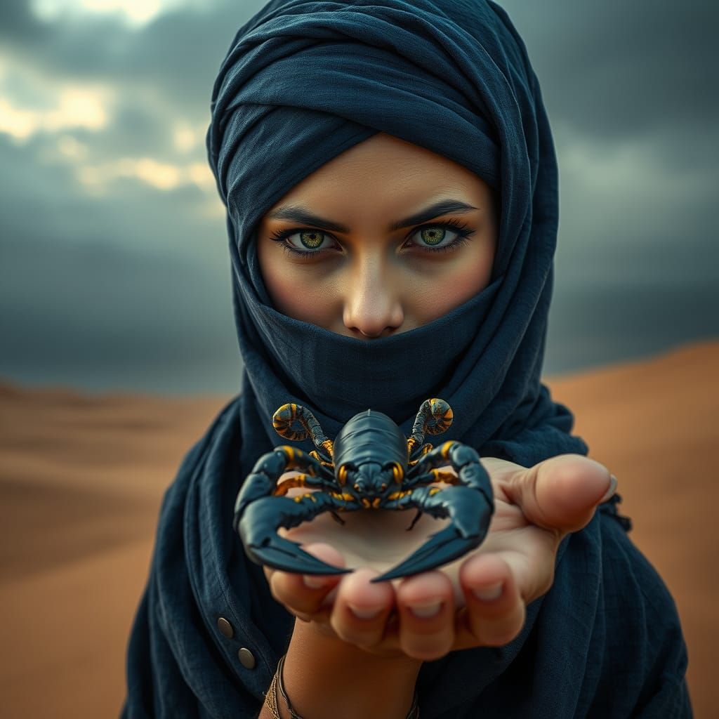 Desert Nomad Queen Prepares for Sandstorm