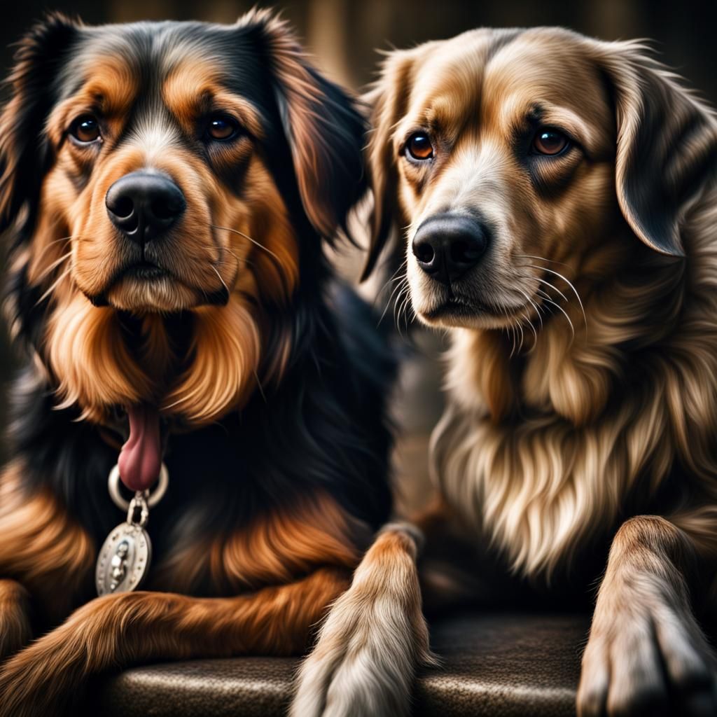 Hyperrealistic Dogs in Cinematic Composition