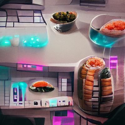Sushi Friends Living in Sci-Fi Apartment