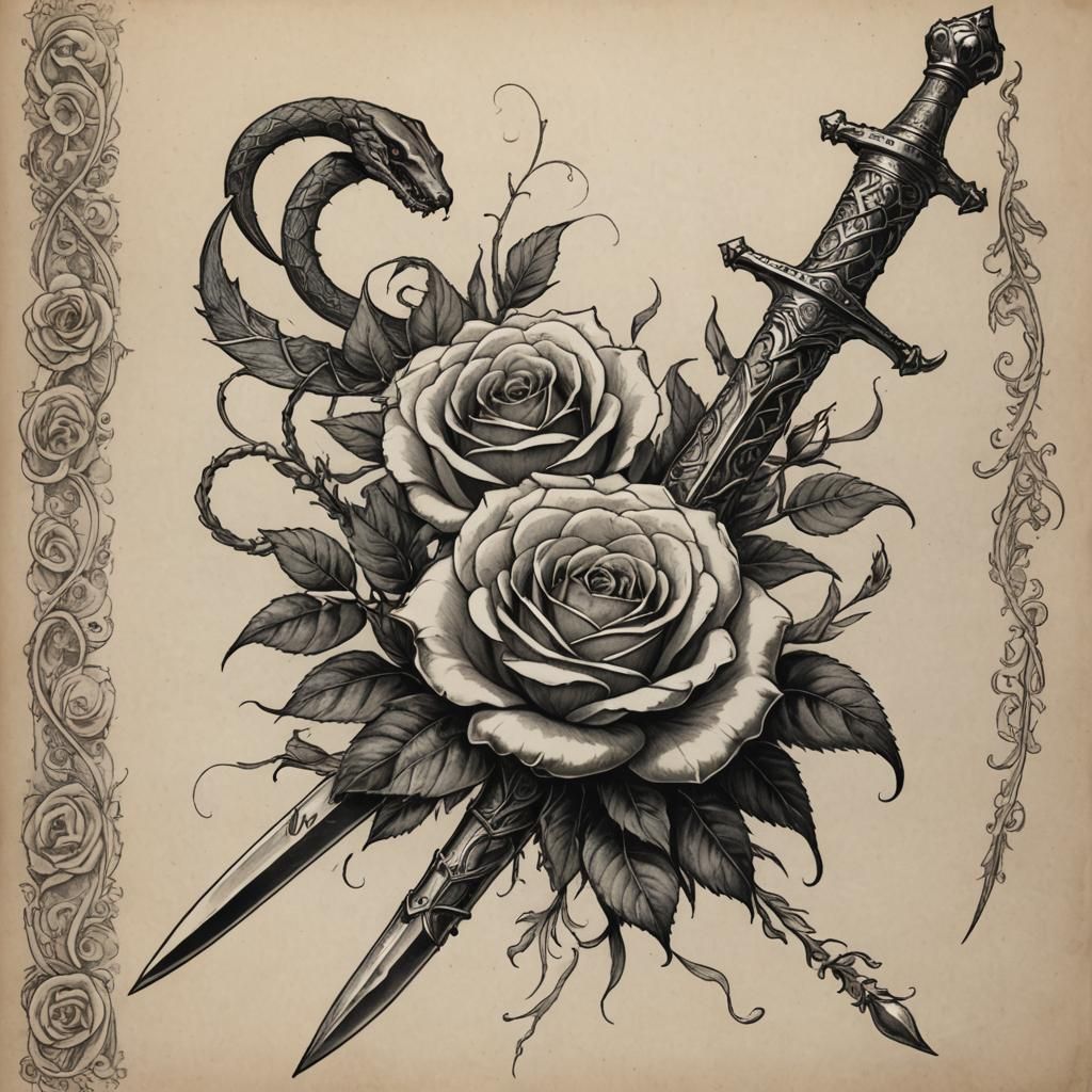 Dying Rose and Snake Sketch