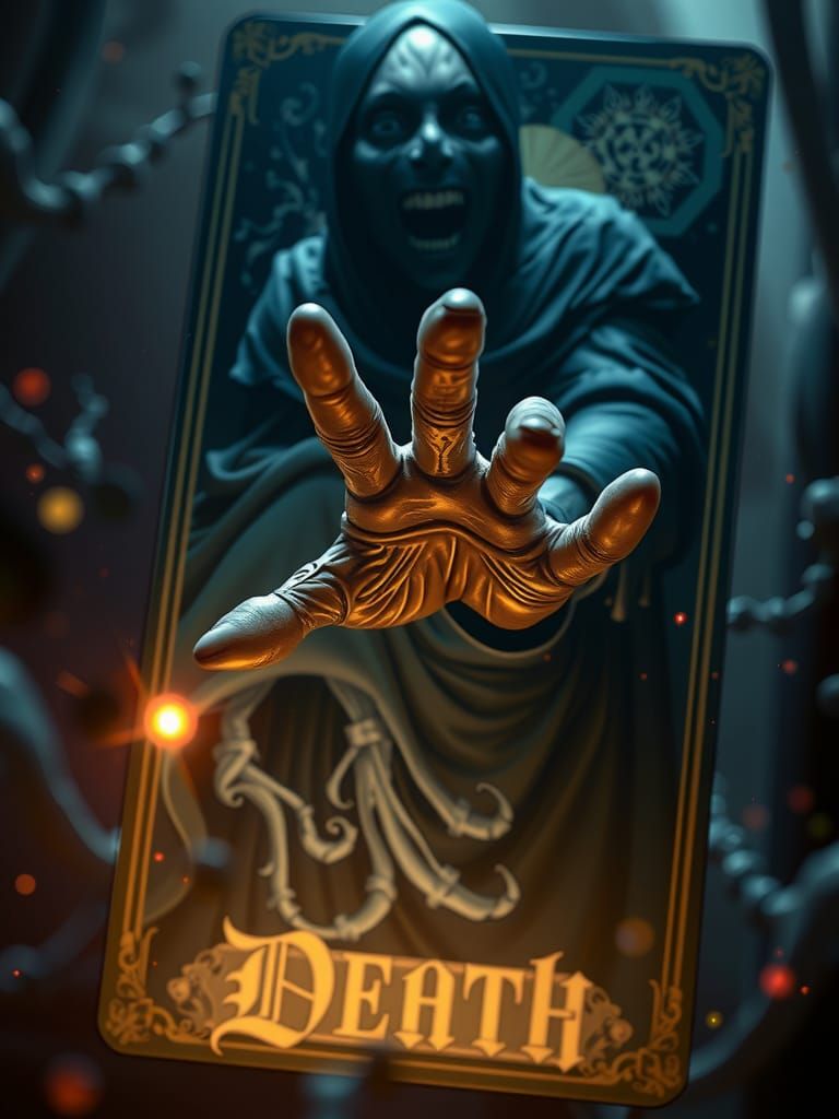 Eldritch Death Tarot Card Reaching Out