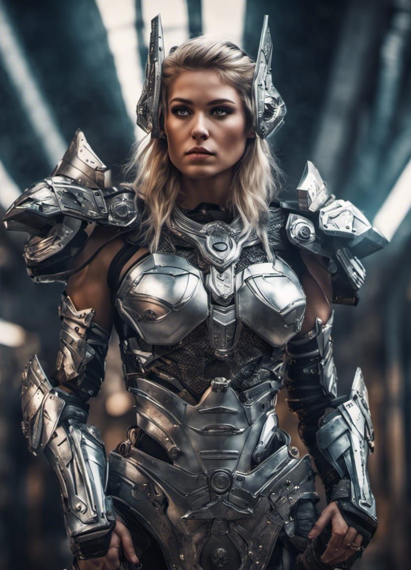Futuristic Valkyrie in Hyperrealistic Armor