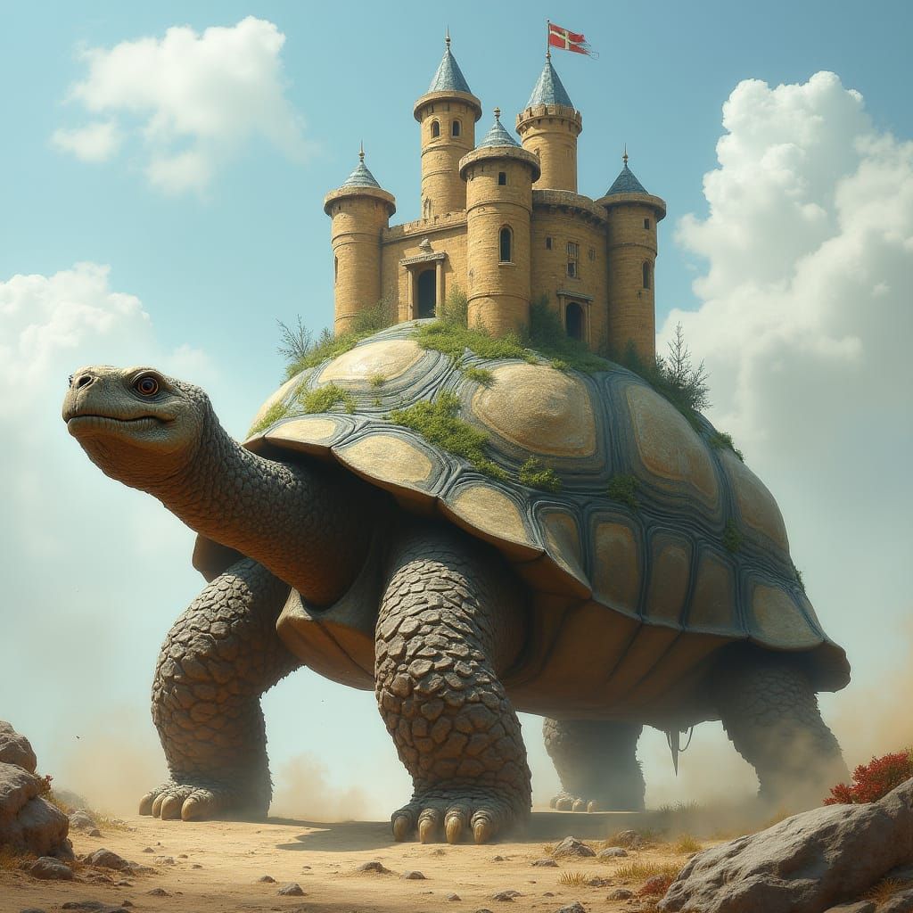 Mighty Tortoise Supports Fantasy Castle