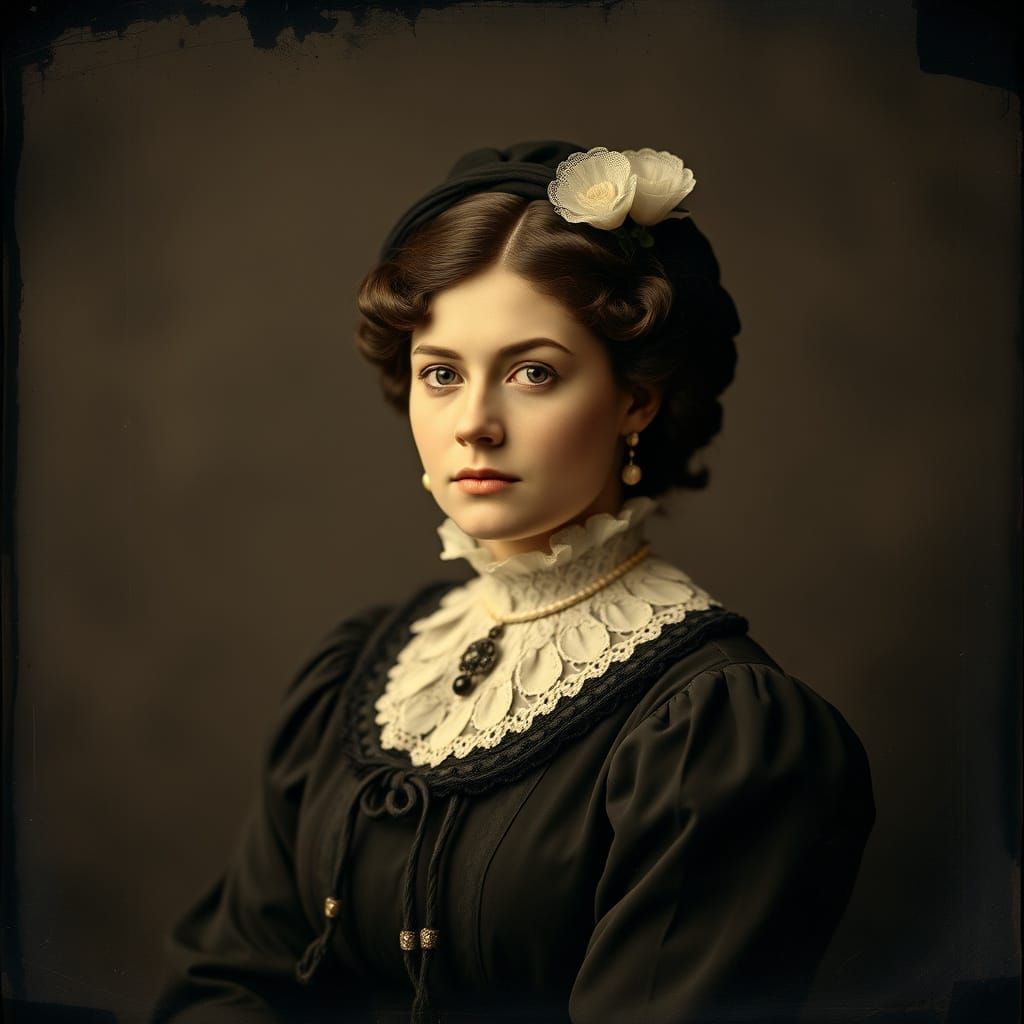 Victorian Woman Portrait in Daguerreotype Style