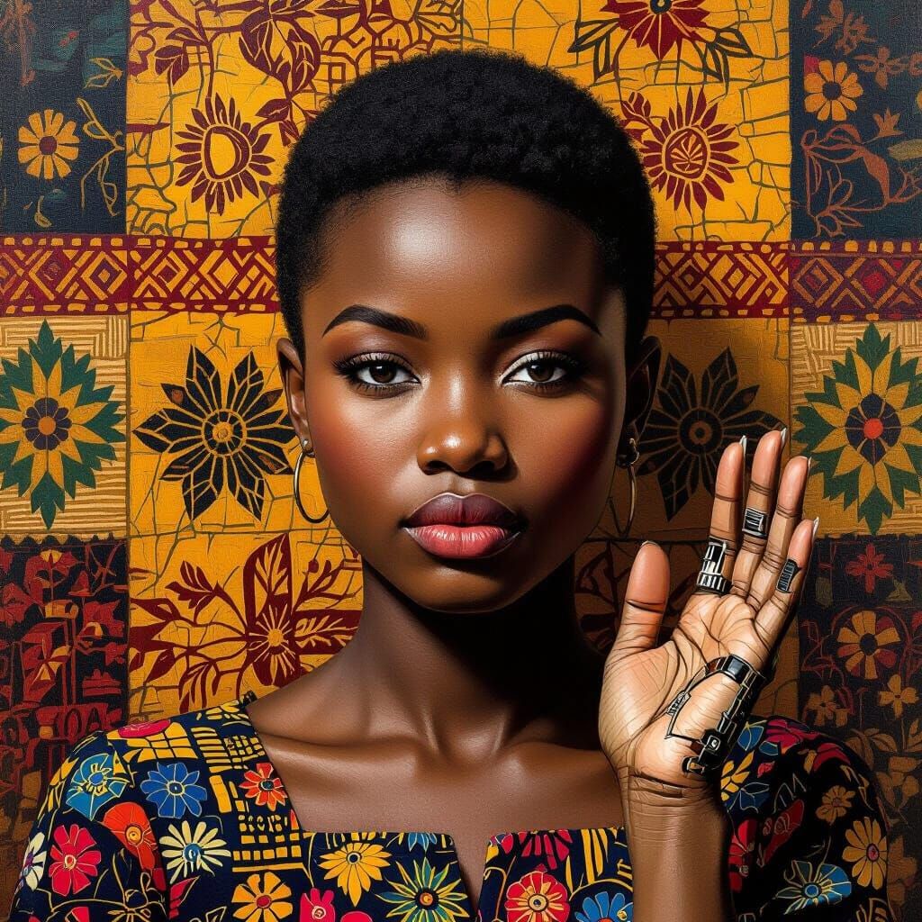 Resilient Nigerian Girl Portrait in Expressive Oil Style