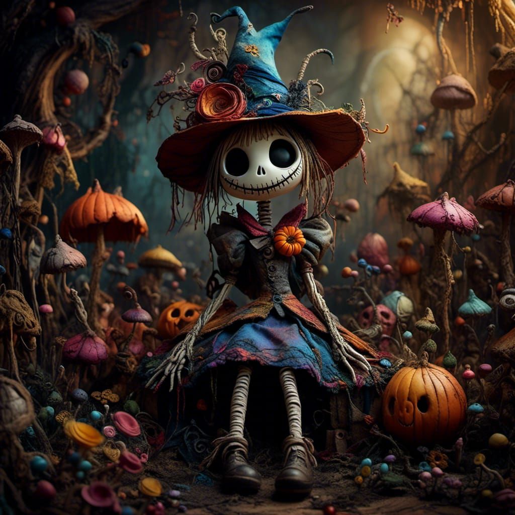 Enchanted Forest Scarecrow with Glowing Eyes